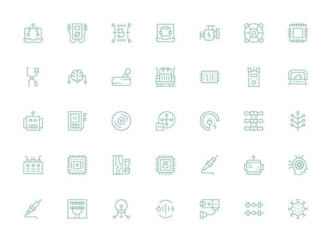 35 Light Line Designs for Circuit Icons Scalable Icons for Cross-Platform Interfaces vector