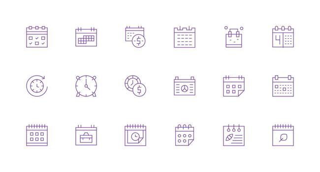 Yearly Design Icons featuring 18 in Minimal Line Style Interface Icon Collection for Daily Projects vector