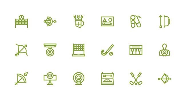 Practice Set with 18 Strong Stroke Line Icons Flat Icon Set vector