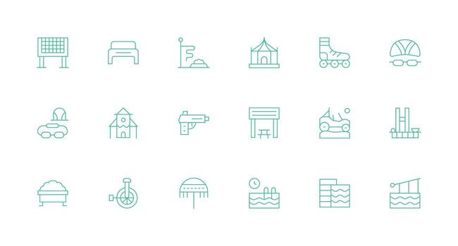 Minimal Line Style Recreation Icons with 18 Vectors Quick Access Icons for UI Development