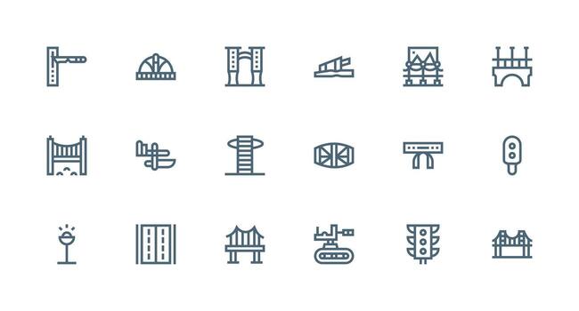 Roadway Set with 18 Strong Stroke Line Icons Customizable Icon Series for Mobile Screens vector