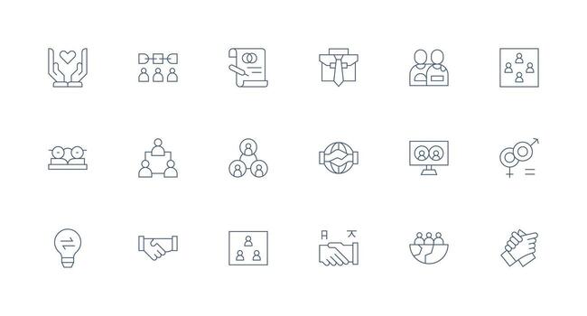 18 Minimal Line Style Icons from Partnership Collection Full Icon Library for UI Designers vector
