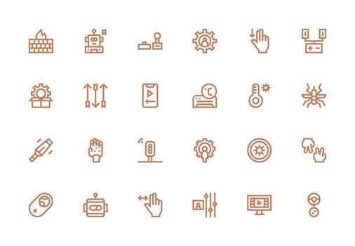 Control Design Icons featuring 24 in Thick Line Line Style Fully Editable Icon Set for Web vector