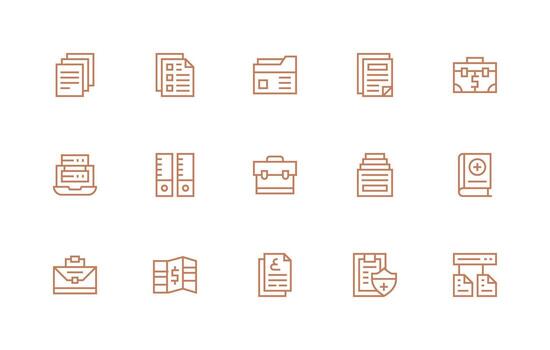 15 Regular Line Style Icons from Documents Collection Scalable Icons for All Themes vector