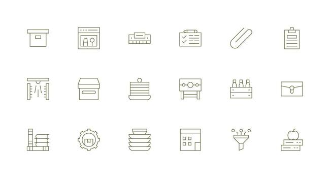 mínimo línea íconos desde organizar conjunto con 18 vectores moderno línea y glifo icono serie