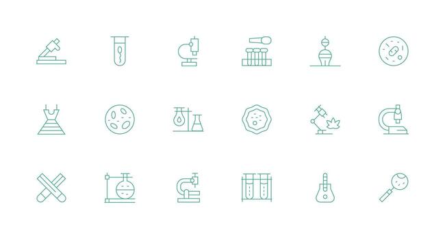 18 Microscope Icons in Minimal Line Aesthetic Core Icon Collection for Daily Tasks vector