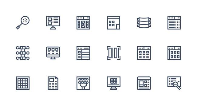 fuerte carrera línea íconos desde filas conjunto con 18 vectores icono colección conjunto