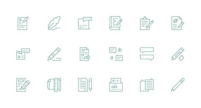 anotación presentando 18 íconos en mínimo línea diseño ordenado icono conjunto vector