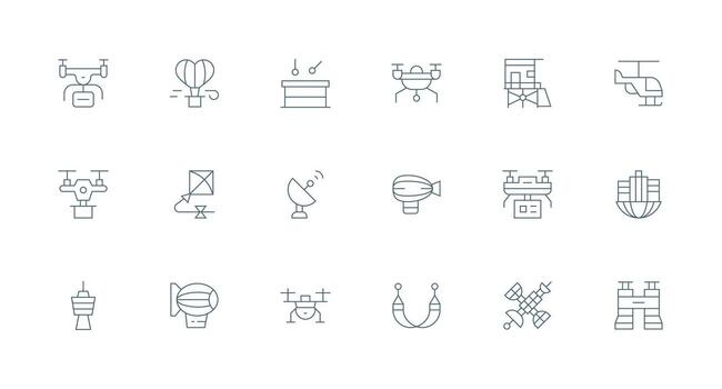 18 Minimal Line Icons for Aerial Graphics Interface Icons for Daily Use vector