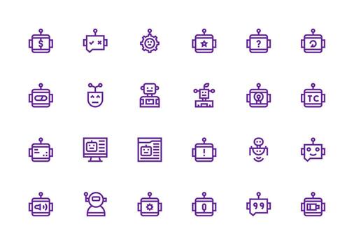 24 Icons for Robot in Thick Line Line Format Smart Icon Collection vector