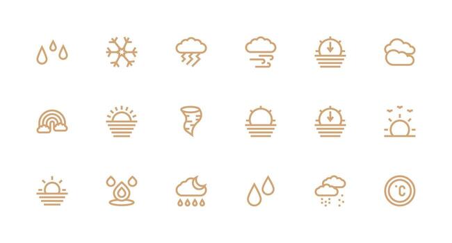 Weather Icon featuring 18 Icons in Strong Stroke Line Design Interface Icon Collection for Daily Projects vector