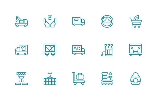 15 Regular Line Icons for Transporting Graphics Scalable Icons for All Themes vector