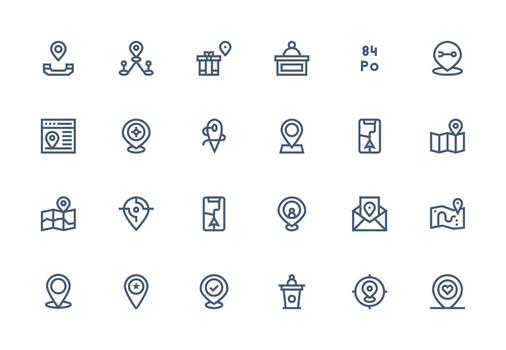 24 grueso línea línea íconos para habla a gráficos web icono colección vector