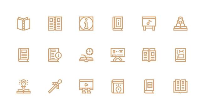 18 Icons for Tutorial in Strong Stroke Line Format High-Resolution Icons for Any Platform vector