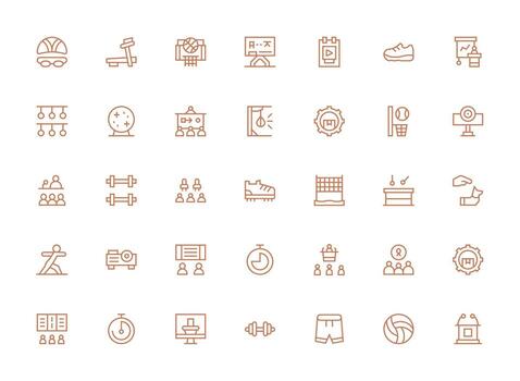 formación icono colección con 35 regular limpiar línea diseños tablero icono serie vector