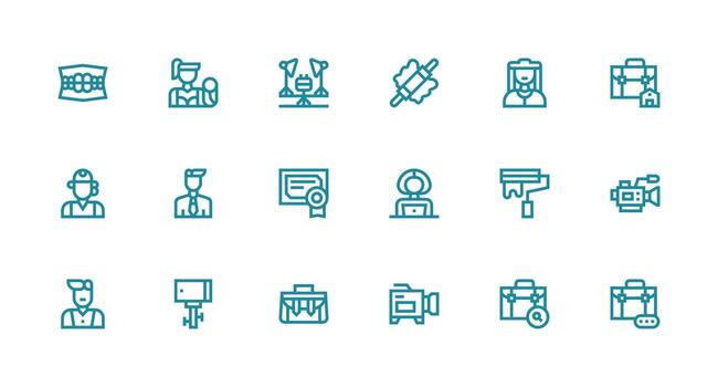 18 Professional Icons in Strong Stroke Line Aesthetic Scalable Icons for Cross-Platform Interfaces vector