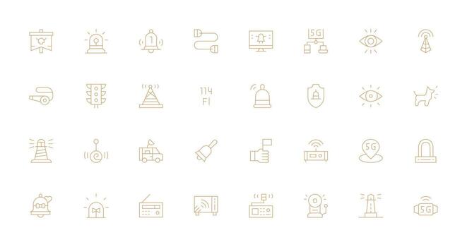 Signal Set with 32 Thin Line Icons Interface Icons for Daily Use vector