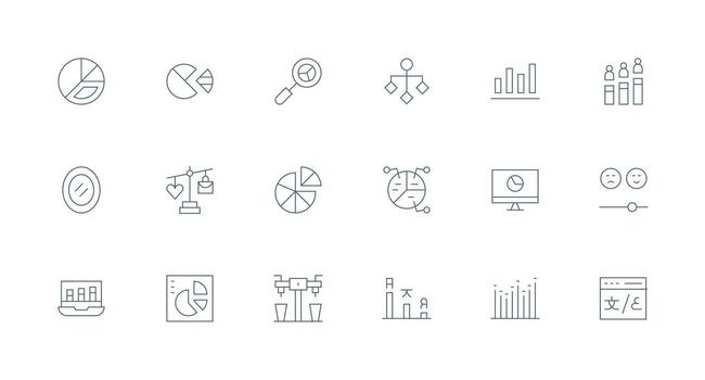 Comparison including 18 Minimal Line Illustrations Complete Icon Bundle for Web Design vector