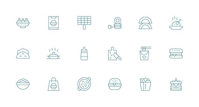 18 Minimal Line Designs for Meal Icons Core Icon Collection for Daily Tasks vector
