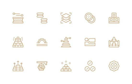 15 Regular Line Vectors for Layers Theme Web Icon Collection