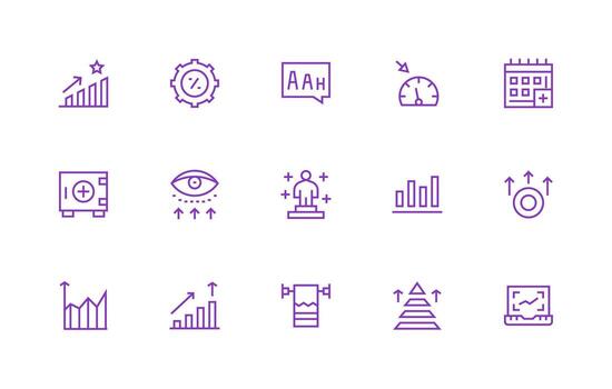 incrementar icono conjunto con 15 regular línea gráficos icono conjunto para proyectos vector