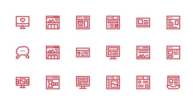 Blog diseño íconos presentando 18 en fuerte carrera línea estilo píxel Perfecto íconos para moderno aplicaciones vector