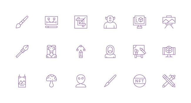 digital Arte visual paquete conteniendo 18 mínimo línea íconos íconos construido para visual consistencia paquete vector