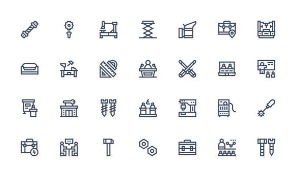 28 negrita línea diseños para taller íconos ui icono conjunto vector
