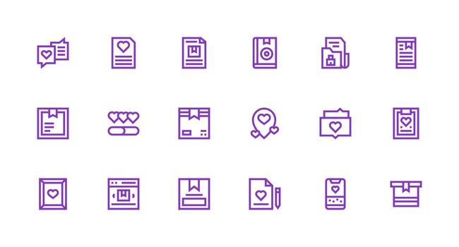 Saved Icon Set with 18 Strong Stroke Line Graphics Clear and Concise Icon Set Collection vector