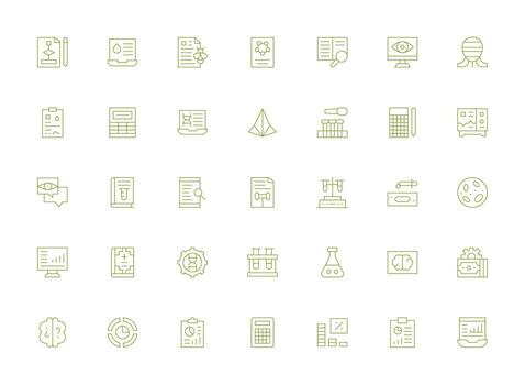 35 ligero línea estilo íconos desde análisis colección icono conjunto para proyectos vector
