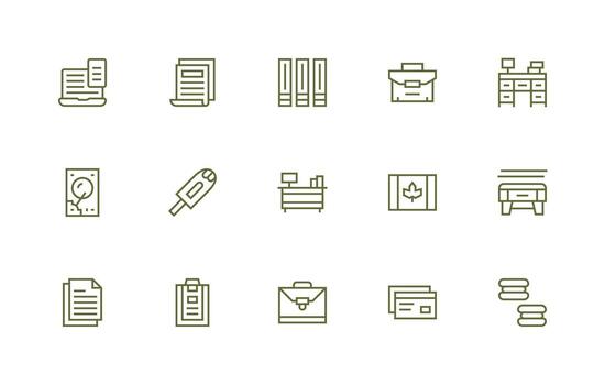 archivos presentando 15 íconos en regular línea diseño bien estructurado íconos para creativo utilizar vector