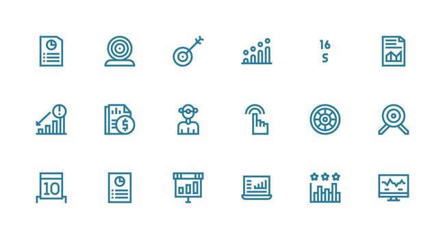 18 fuerte carrera línea diseños para métrica íconos ui y ux enfocado icono colección vector