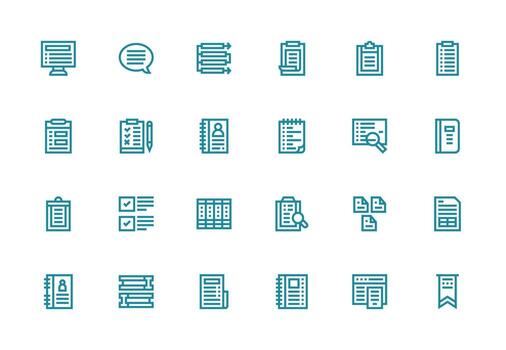 List Design Icons featuring 24 in Thick Line Line Style Web and App Icon Pack Collection vector