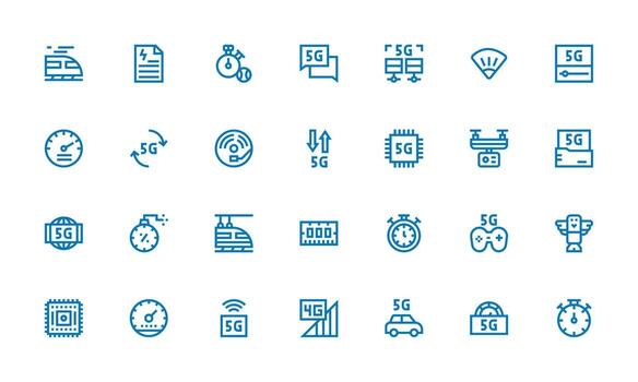 velocidad conjunto con 28 negrita línea íconos todas dispositivo compatible icono conjunto vector