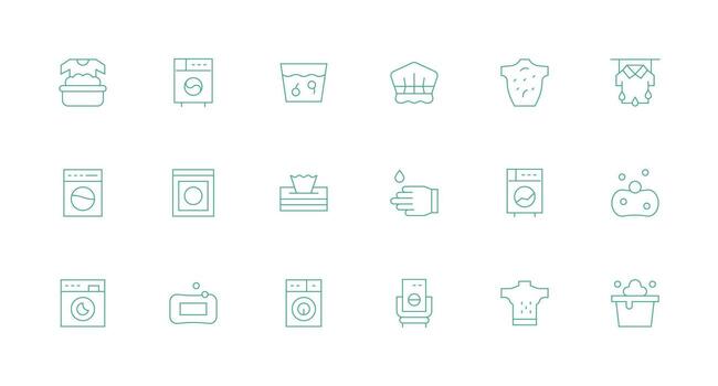 Minimal Line Style Washing Icons with 18 Vectors Dashboard Icon Series