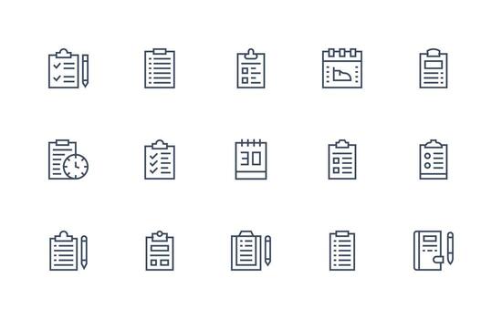 15 Regular Line Vectors for ToDo List Theme Icon Set for Apps