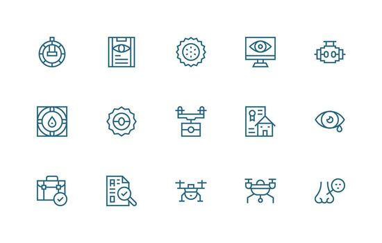 15 Regular Line Style Icons from Inspection Collection Scalable Icon Pack vector