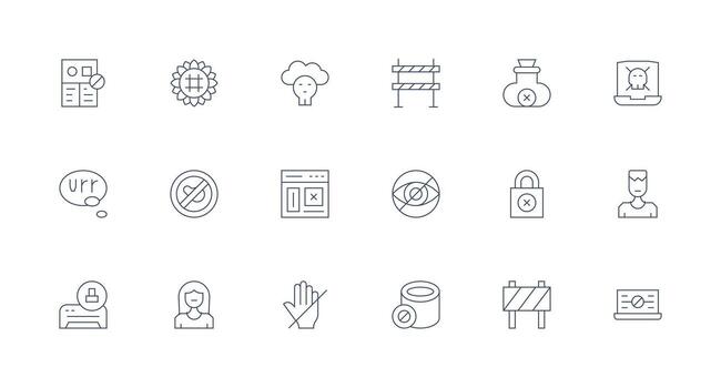 18 Minimal Line Style Icons from Access Denied Collection User Interface Icons for Digital Products vector