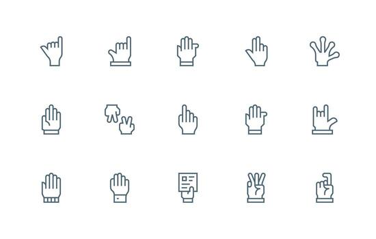 15 regular línea estilo íconos desde señalando colección interfaz icono colección vector