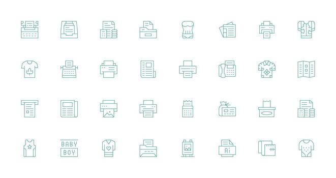 Print featuring 32 Icons in Thin Line Design Dashboard Icon Series vector