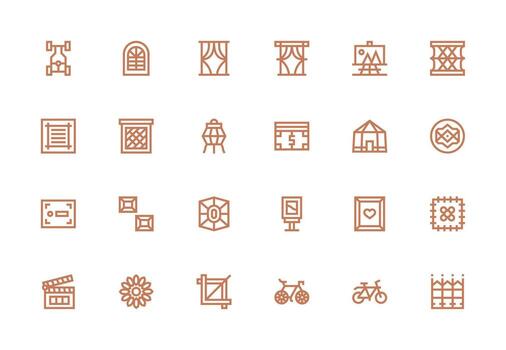 marco presentando 24 íconos en grueso línea línea diseño completar icono conjunto para móvil aplicaciones vector