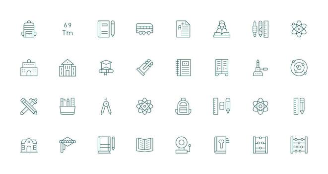 colegio diseño íconos presentando 32 en Delgado línea estilo agudo íconos para presentaciones vector