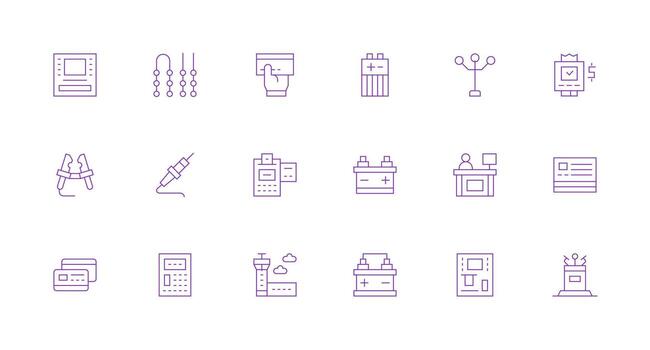 Terminal Design Icons featuring 18 in Minimal Line Style Design Ready Icon Set for Teams vector