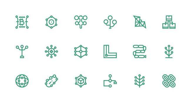 18 Strong Stroke Line Icons for Node Graphics Core Icon Collection for Daily Tasks vector