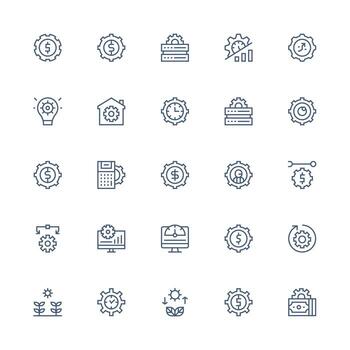 Medium Stroke Outline Style Optimization Icons with 25 Vectors Compact Icon Pack