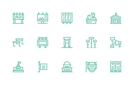 15 Regular Line Icons for Public Graphics Versatile Icon Collection for Designers vector