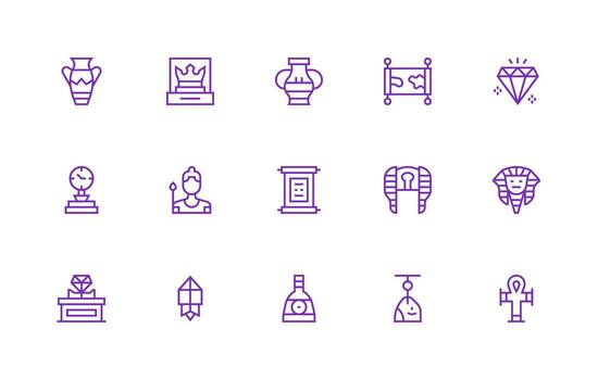 artefacto icono colección con 15 regular línea diseños mínimo icono conjunto para interfaz proyectos vector