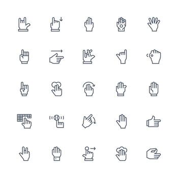 toque icono conjunto con 25 medio carrera contorno gráficos multi-estilo icono colección vector