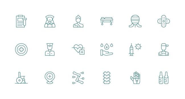 18 Minimal Line Style Icons from Medical Collection Multi-Style Icons for Creative Projects vector