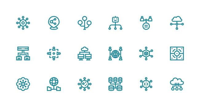 repartido diseño íconos presentando 18 en fuerte carrera línea estilo funcional icono serie vector